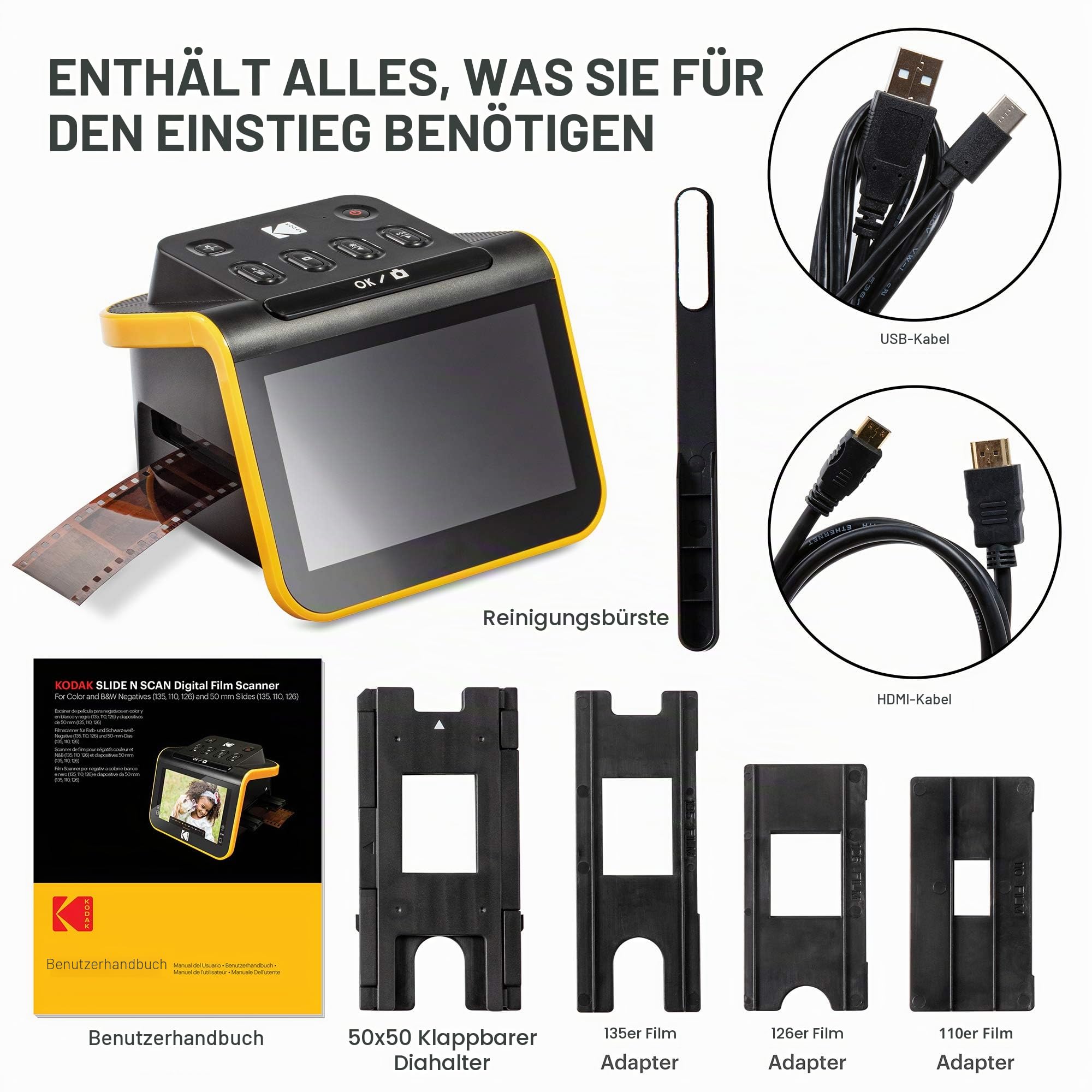 KODAK Slide N SCAN Film und Slide Scanner 5 Zoll LCD-Bildschirm, Schwarz