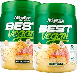 Kit 2x Best Vegan 500g - Formula Blend Vegano - Proteina da Ervilha e Arroz Atlheticanutritioon (2x Potes 500g, Bolo de Banana)