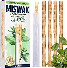 ORINKO 5 Peppermint Siwak Sticks + 1 Protective Case - Miswak Natural Aromatic Eco-Friendly Vegan Toothbrush - Traditional Mouth Care & Teeth Whitening