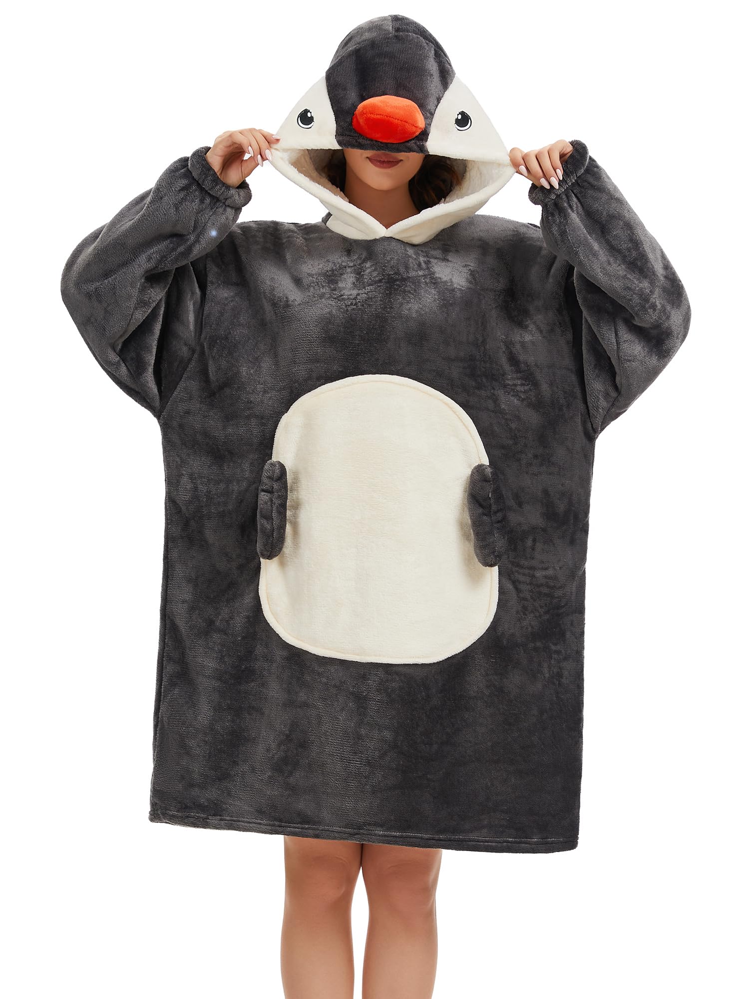 Tragbare Hoodie Decke Übergroße Decke Tierformen mit Armärmeln und Kapuze | Pulloverdecke Oversized-Sweatshirt Unisex Erwachsene Kapuzenpullis Blanket Warme mit Riesige Fronttasche