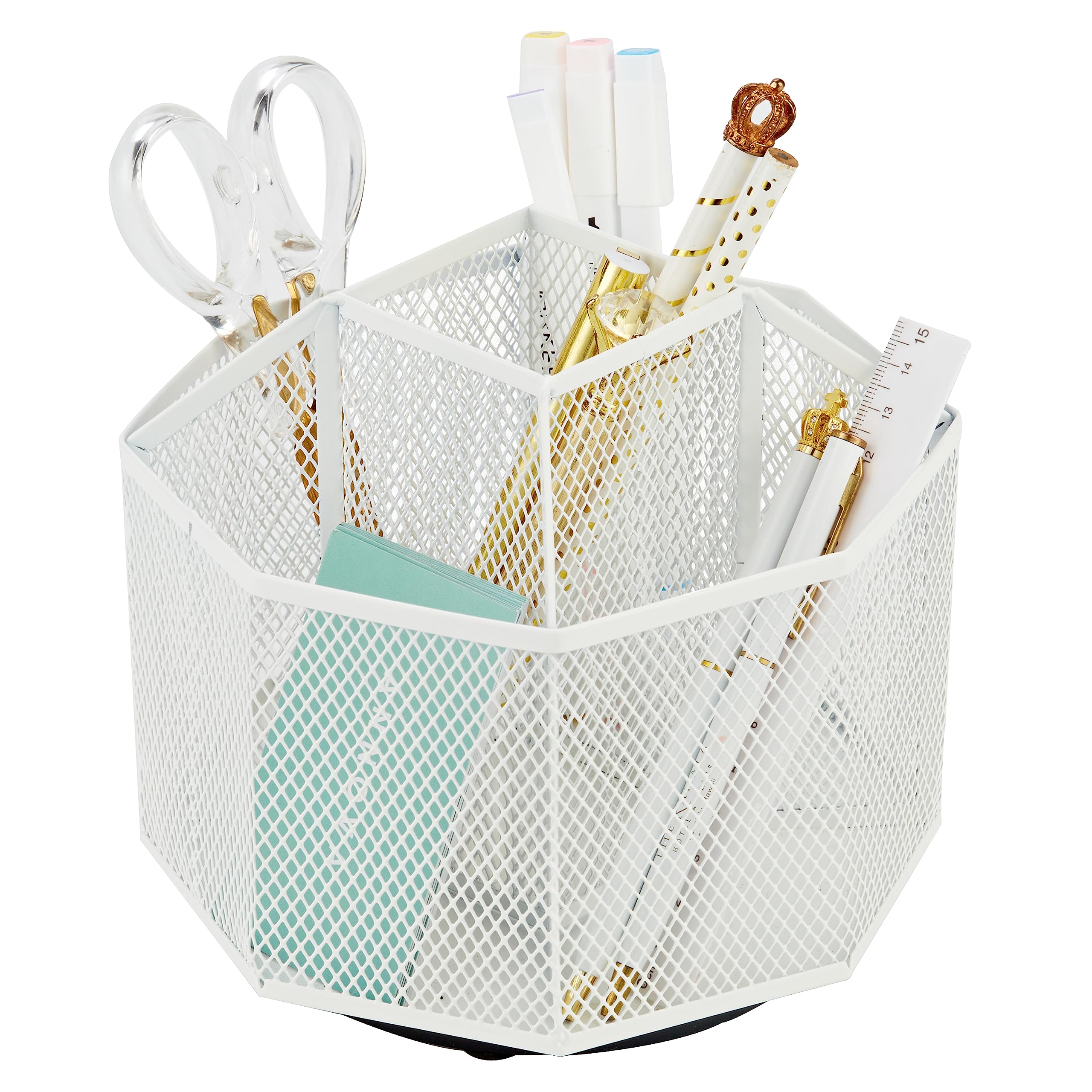 Organizer Da Scrivania Girevole A 5 Scomparti Annova - Porta Penne E Accessori Ufficio (Nero)