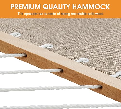 Miniatura 3 de Lazy Daze Hammocks Hamaca doble exterior de 11 pies, hamaca de tela de olefina de secado rápido con barra separadora y bolsillo lateral para piscina