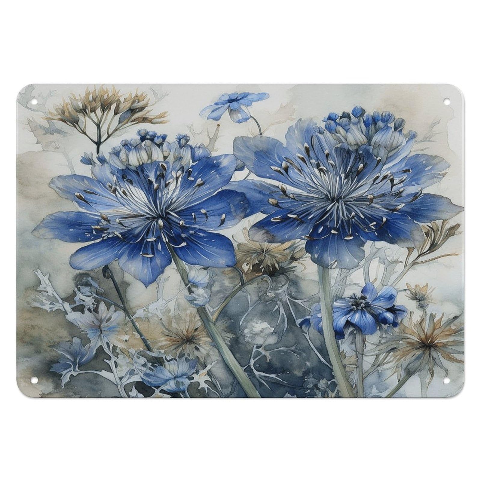 Fekiloot Style Natural Plant Flower Wall Decor Iron Painting Metal Sign