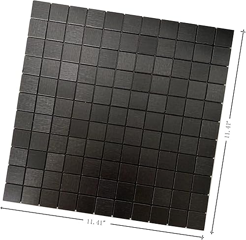 Miniatura 3 de XUANINY Azulejos de 10 hojas de azulejos en muro para despegar y pegar, superficie de aluminio cepillado de mosaico de metal para pared de cocina