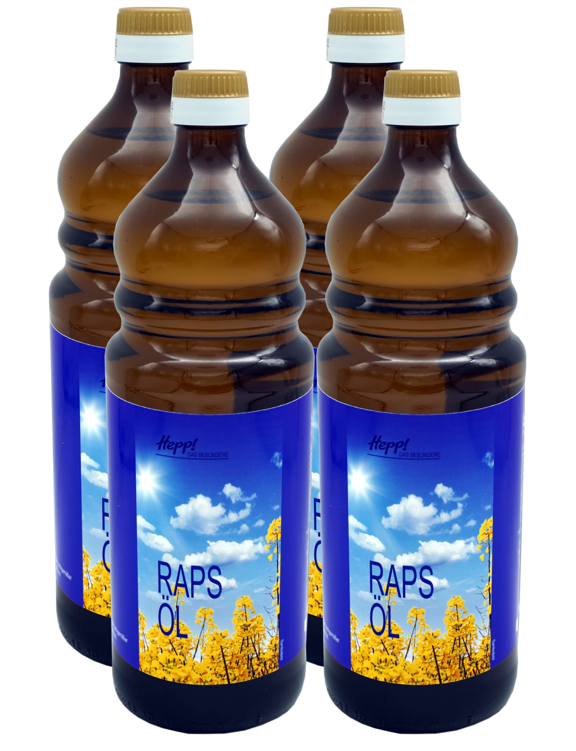 Rapsöl 4 Liter (4x1 Liter) mit natürlichem Vitamin E und wertvollen mehrfach ungesättigten Fettsäuren