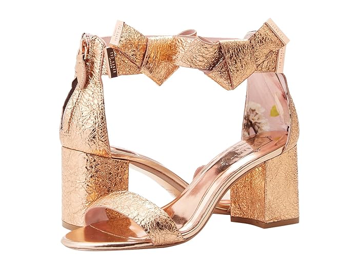 ted baker kerrias rose gold leather block heeled sandal