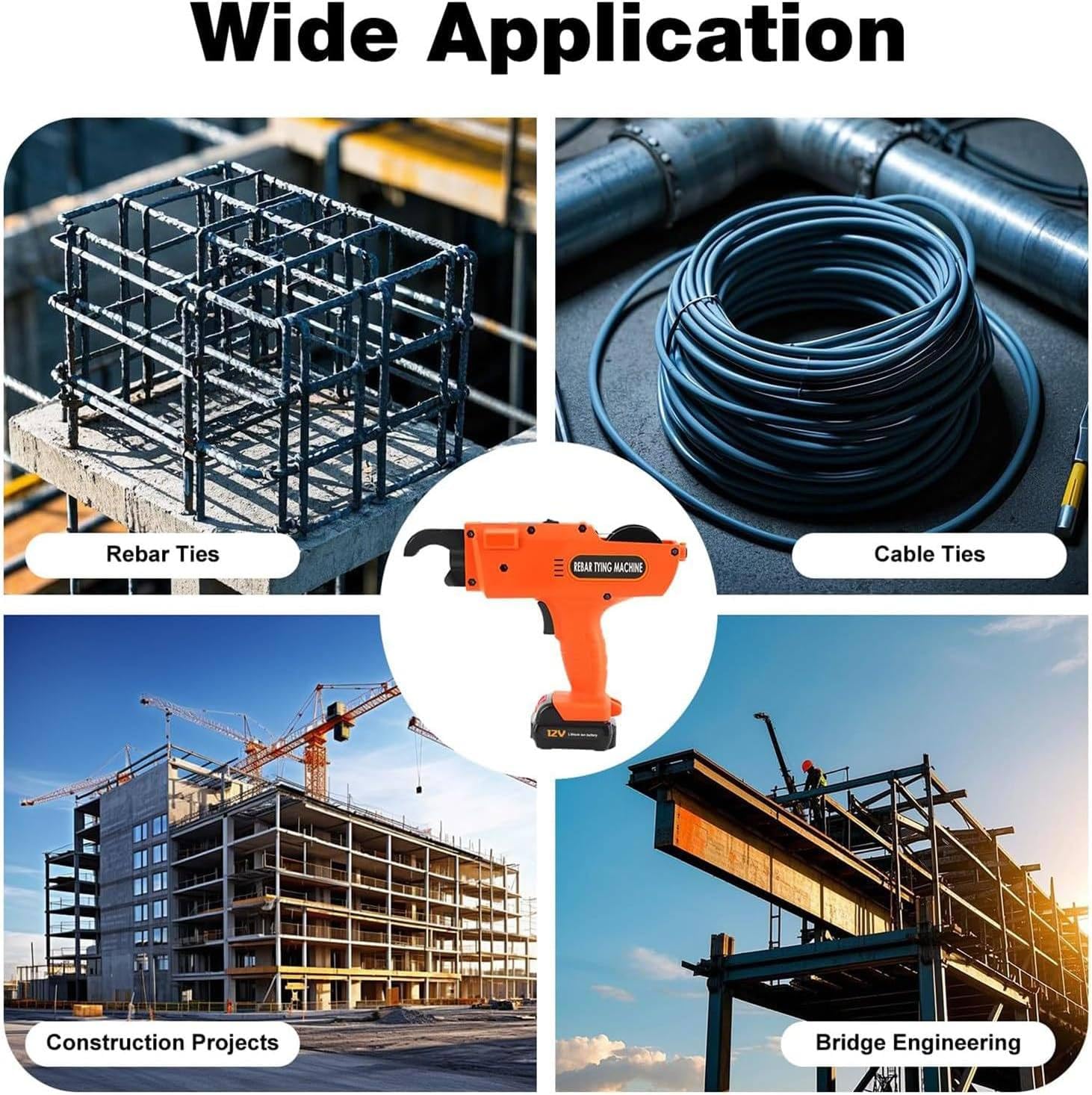 Atadora Automática De Varillas De Corrugado, Herramienta Inalámbrica para Atar Varillas De Acero De Refuerzo con Cabezal De Corte Afilado Y Ranura para Alambre para Obras De Construcción