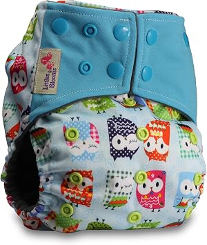 Littles & Bloomz, Reusable Pocket Real Cloth Nappy Washable Diaper Bamboo Charcoal, Pattern 24, Without Insert
