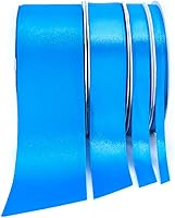 Vista 4 de Cinta de satén azul, 1/2 pulgada x 50 yardas, color sólido de doble cara, rollo de cinta gruesa y duradera, cinta 100% poliéster para envolver