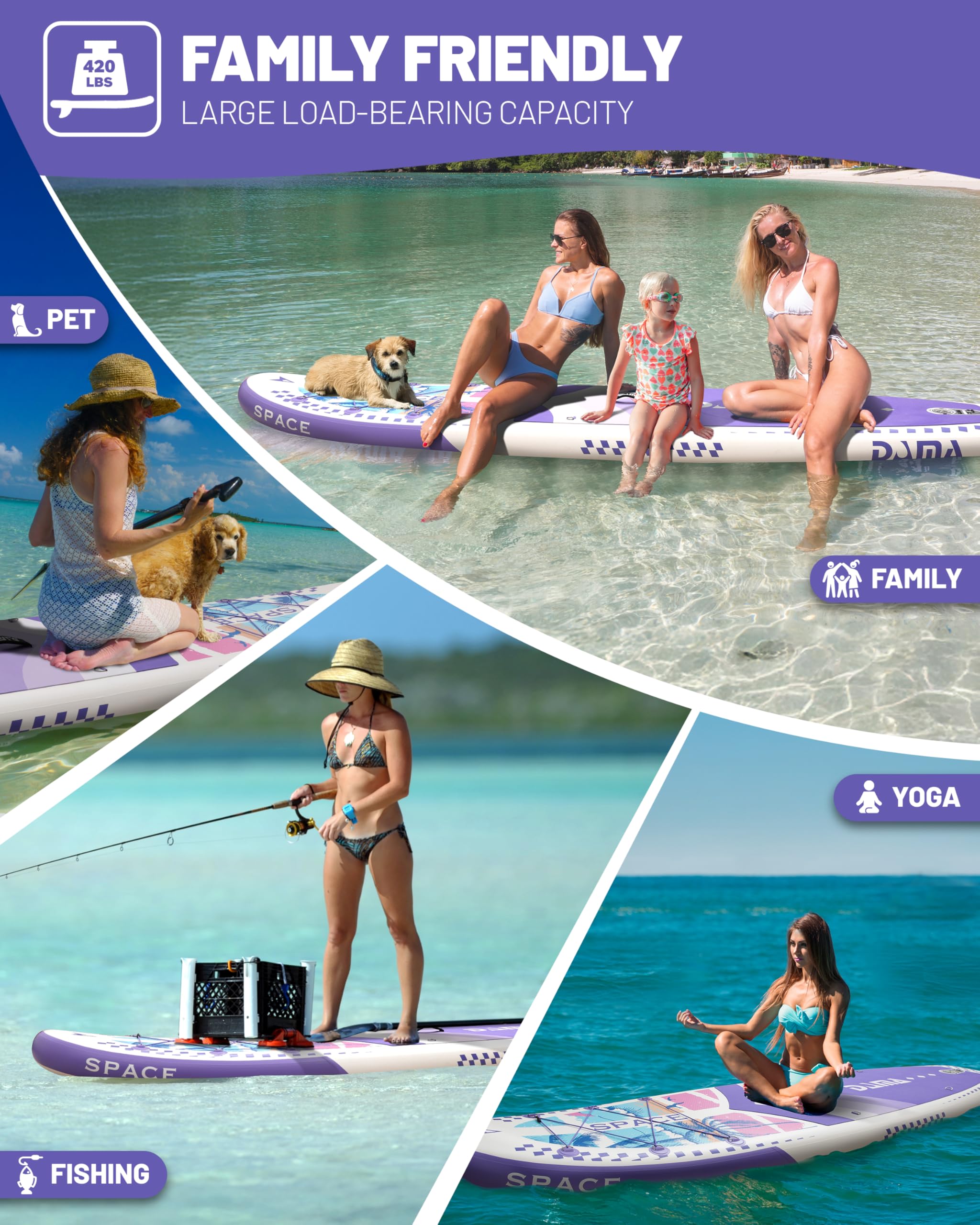DAMA Tabla de remo inflable de 11 x 34 x 6 pulgadas, tablas de remo para adultos, ligeras y duraderas, fáciles de inflar, versátiles en estilo, totalmente funcionales, equipadas con accesorios de alta