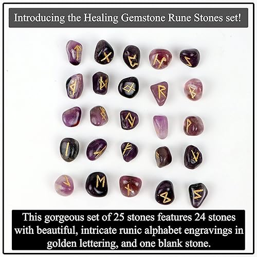 Miniatura 5 de Piedras preciosas curativas de runas con bolsa (ágata blanca)