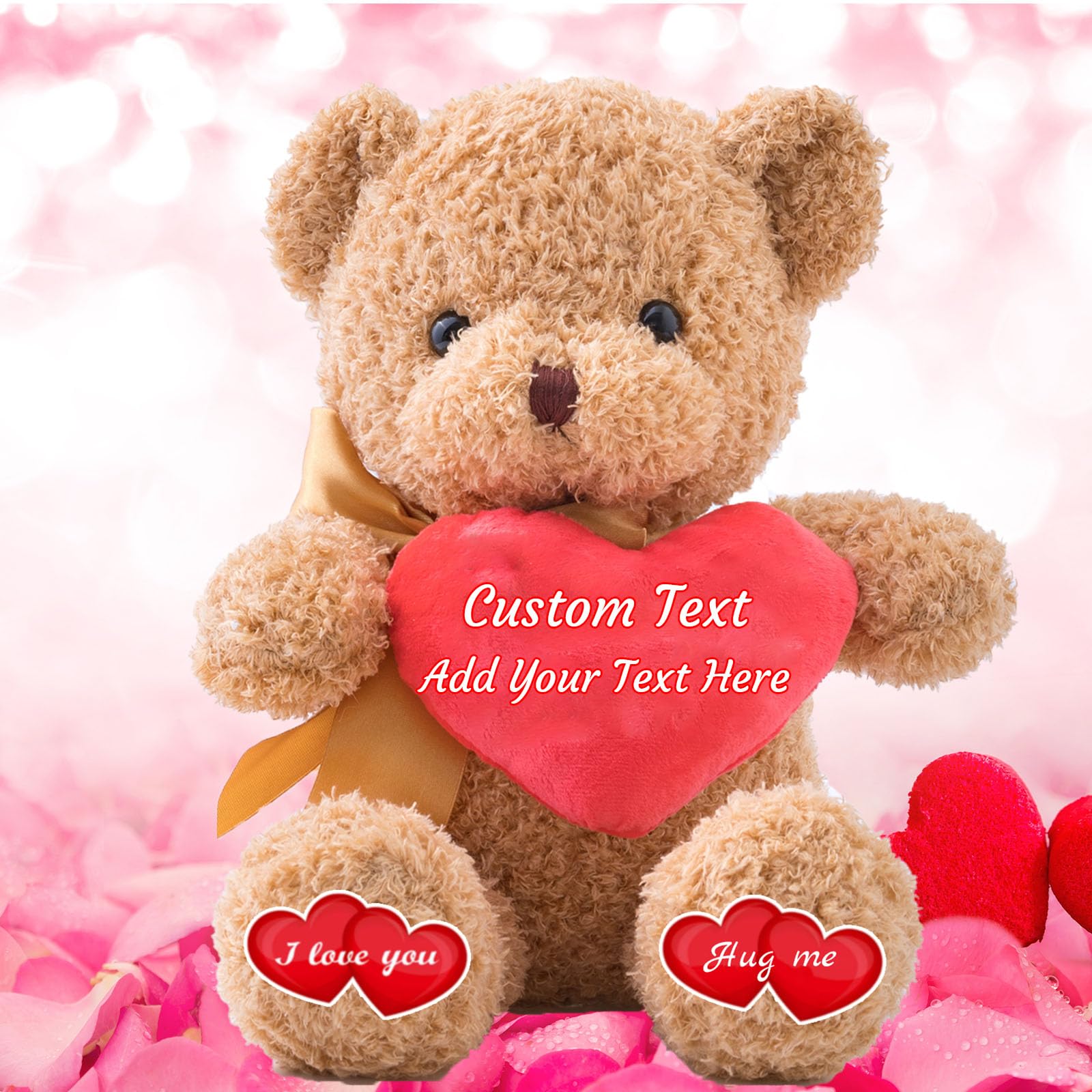 Valentines Gifts Teddy Bear with Heart and Bow as Personalised Gifts for  Her/Him, Valentine Teddy Bear with Text as Valentine Gifts for  Kids/Valentine
