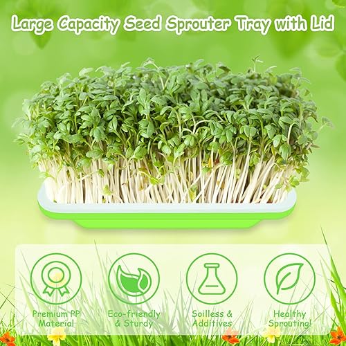 Miniatura 29 de Legigo Paquete de 2 bandejas de germinación de semillas con tapas, bandeja de germinación de cultivo sin tierra, sin BPA, bandejas de cultivo de 2