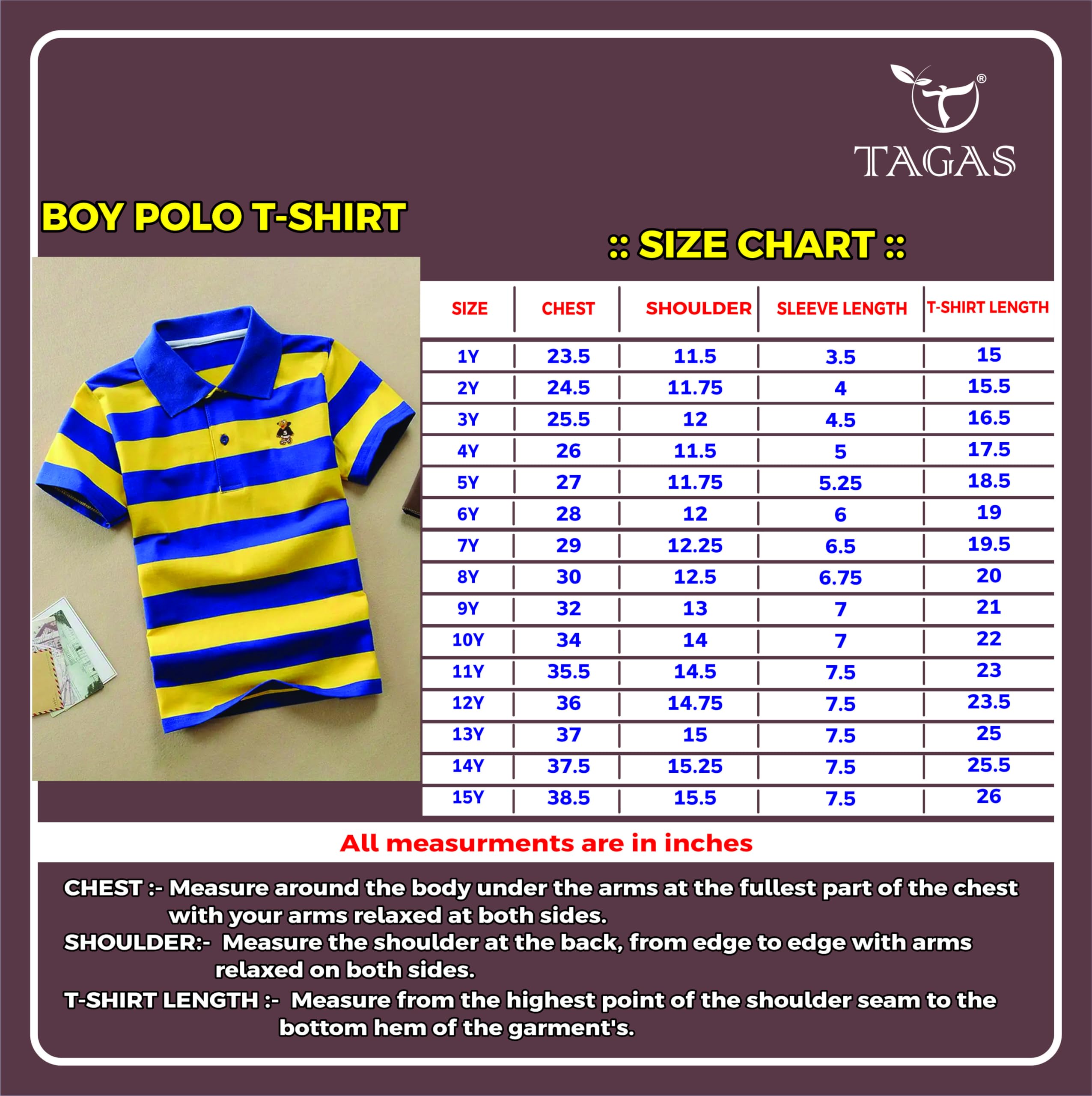 TAGAS Boys Cotton Striped Polo T-Shirt | Half Sleeve Collared Casual Summer Wear | Soft & Comfortable Kids T-Shirt (5 to 13) 4