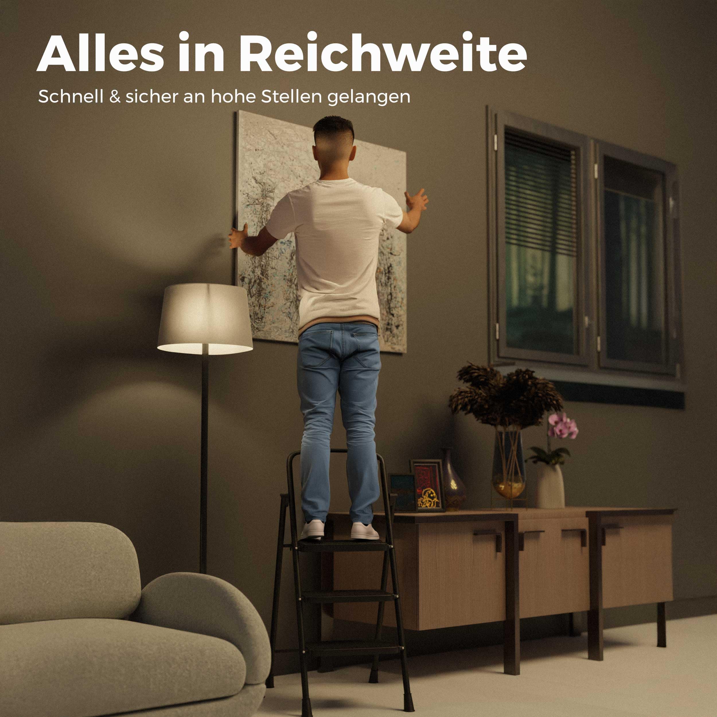 Trittleiter & Haushaltsleiter 3 Stufen klappbar, 150 kg, rutschfest