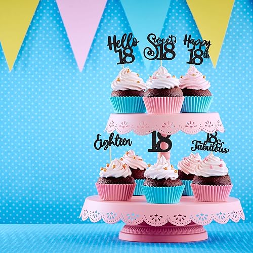 Miniatura 75 de 36 piezas de decoración para cupcakes de 10º cumpleaños con purpurina negra Hello 10 Ten Cupcake Picks Sweet 10 Double Digits Cake Decor for 10th