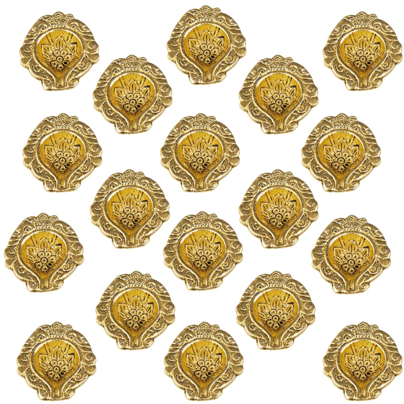 Wonder Care | Metal Gold Lamp Oil Lamps for Indoor Use Diwali Diya Lamp| Decor for Diwali| Inside Home Decorations |Table Decor Centerpiece for Diwali puja|Ganesh chaturthi|Navratri (Pack of 20)