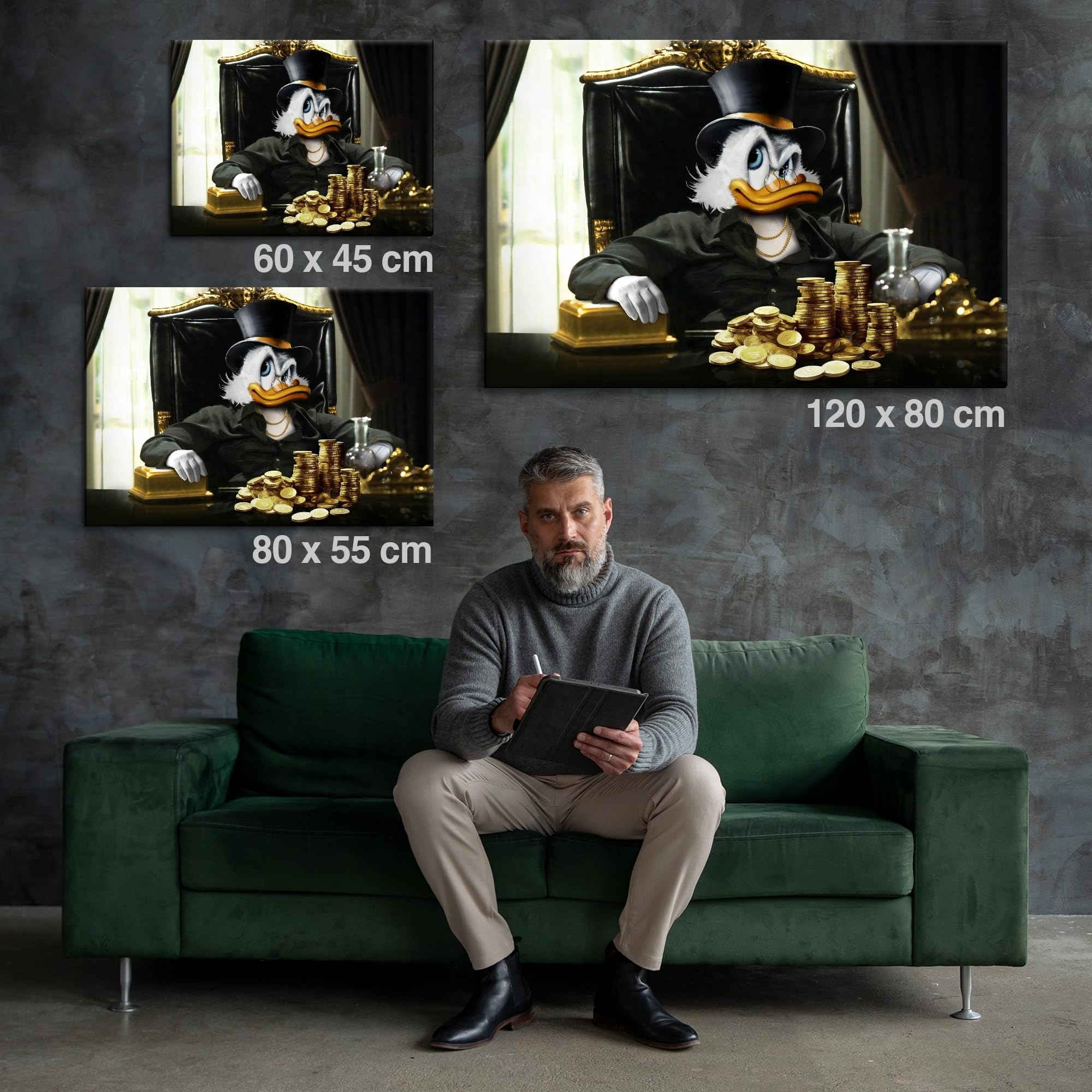 Artmazing | Dagobert Bild Bunt | S-Art Bilder Modern | Leinwandbild XXL für Wohnzimmer | Wandbild Deko | Buntes Poster für Wand