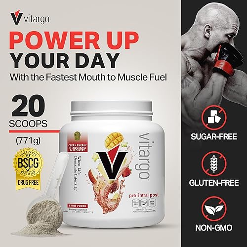 Miniatura 2 de Vitargo Polvo de carbohidratos, reposición de glucógeno muscular 2 veces más rápida, ponche de frutas de 1.7 libras, polvo de carbohidratos
