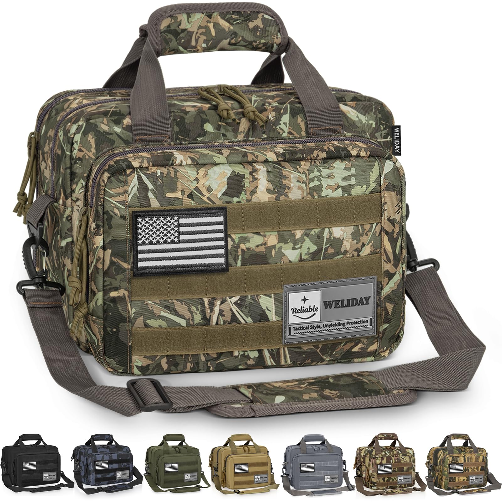 Tactical Gun Range Bag, Pistol Carrying Bag for 2 Handguns and Ammo, Firearm Shooting Case with 6 Magazine Slots and Lockable Zipper for Shooting Range &amp; Outdoor Hunting