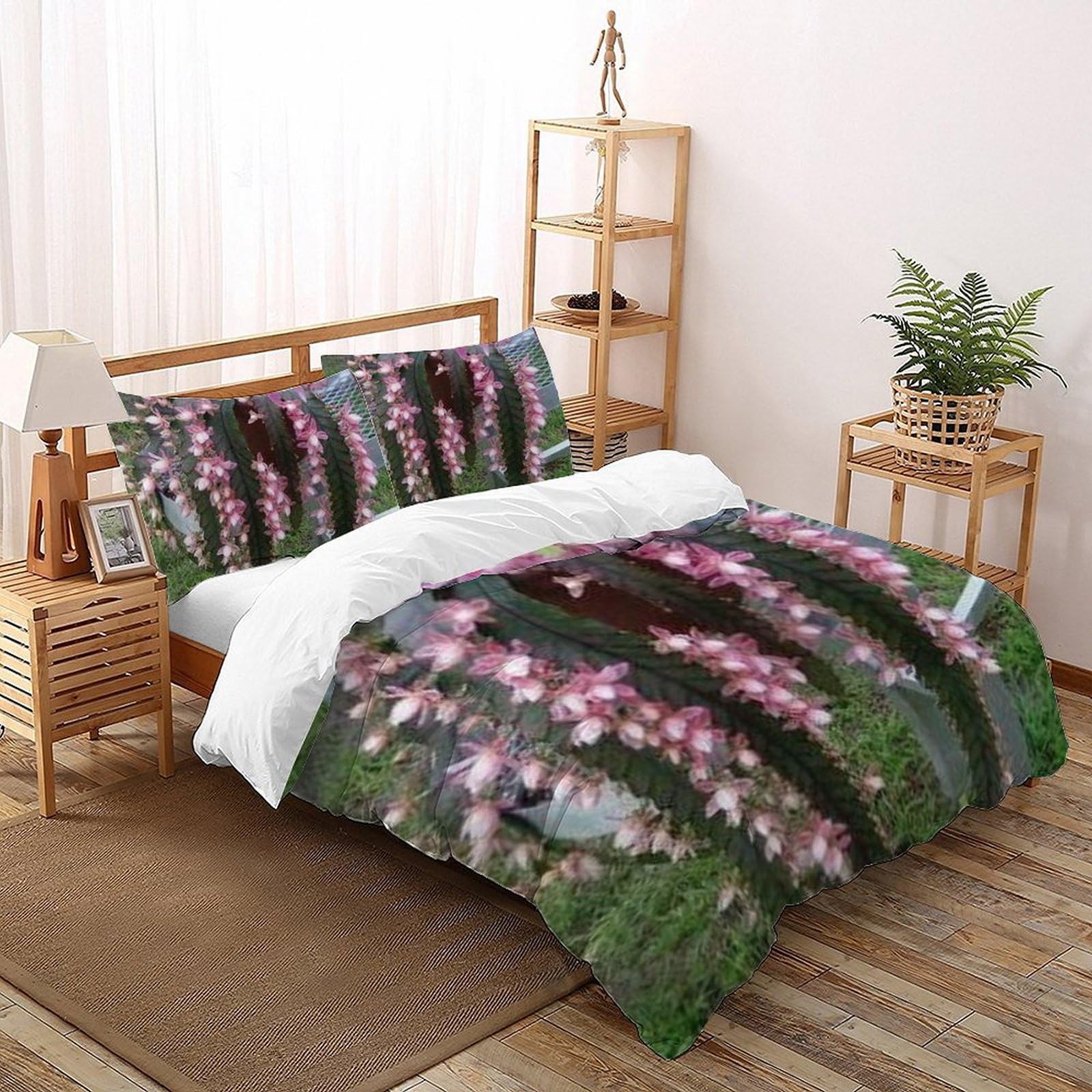 Housse de couette imprimé 3D fleurs literie microfibre hypoallergénique