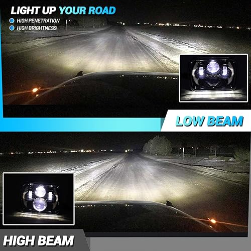 Miniatura 4 de JHLion - Faro LED de 5 x 7, antideslumbrante, H6054, 5 x 7, 7 x 6, 180 W, aprobado por DOT, 600% más brillante, con señal de giro ámbar DRL de alta