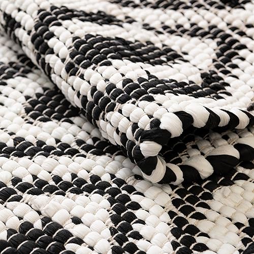 Miniatura 6 de Unique Loom Chindi Jute Collection - Alfombra de área (2 pies 2 pulgadas x 6 pies 1 pulgada, color blanco y negro)