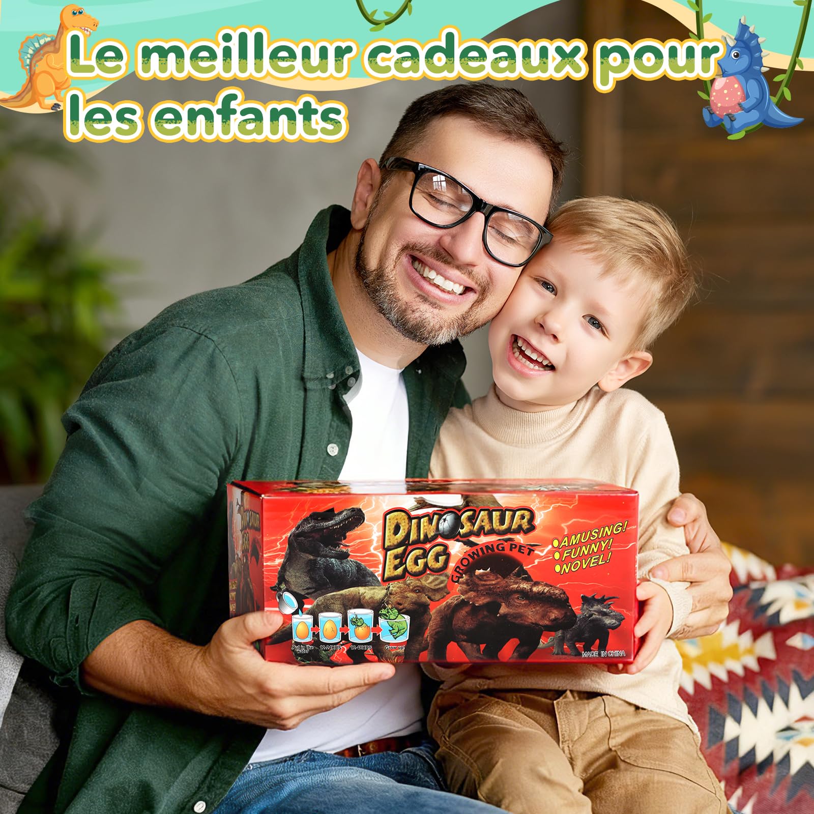 JONRRYIN Œufs Arc-en-Ciel à Éclore avec Dinosaures pour Enfants, Lot de 6 Œufs Surprise Dinosaur à Éclosion Magiques Jouets de Croissance, Idées Cadeaux pour Pâques ou Anniversaire Enfants 3+ Ans
