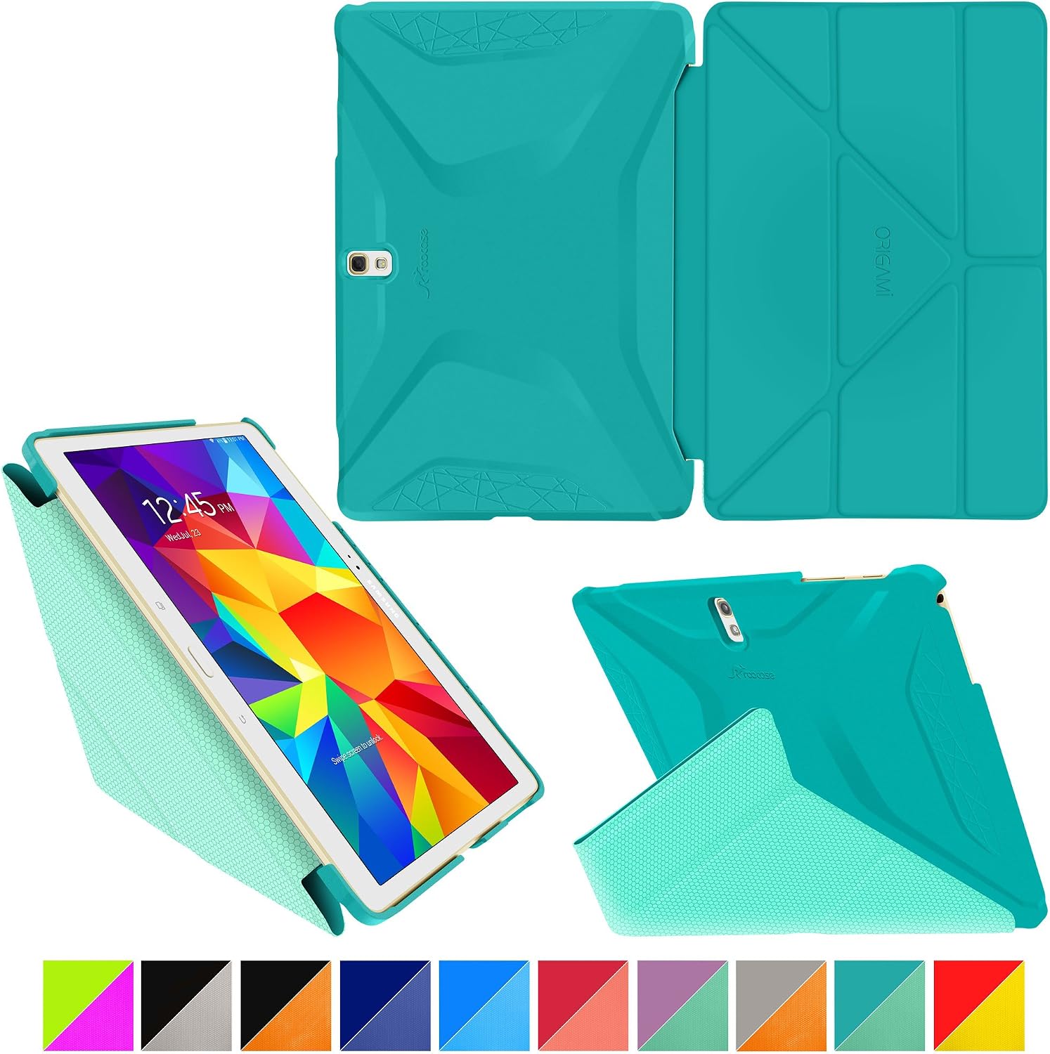 rooCASE Samsung Galaxy Tab S 10.5 Case - Origami 3D [Turquoise Blue/Mint Candy] Slim Shell 10.5-Inch Smart Cover