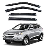 Window Visor Compatible with Hyundai Tucson 2010-2015, 4PC Rain Guard Side Window Vent Deflectors Tape-On Mugen Style, 2010 2011 2012 2013 2014 2015