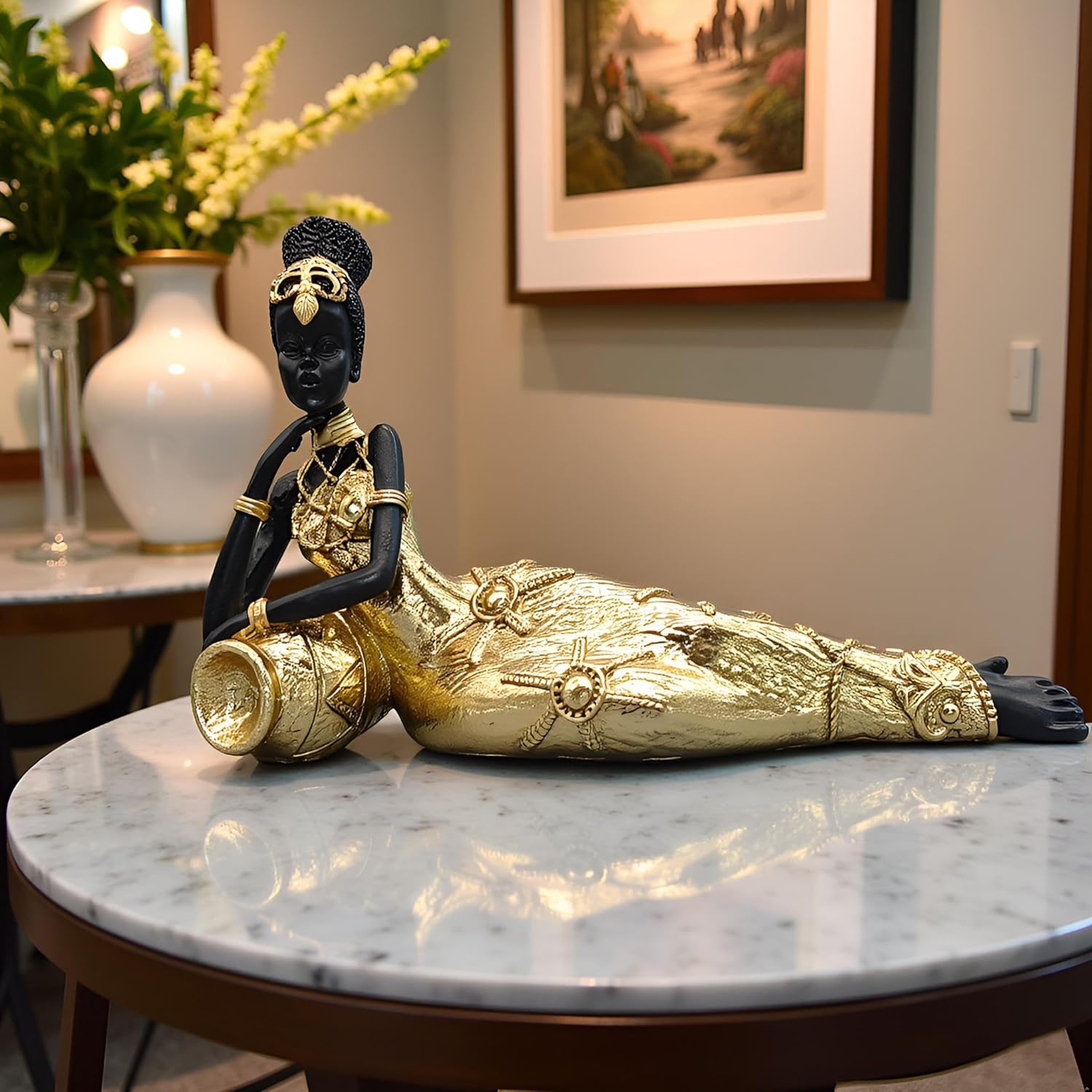 African Figurine Home Decor - African Art for Home Décor - Afrocentric Statues for Living Room - Coffee Table Centerpiece - Gift for Housewarming, Wedding