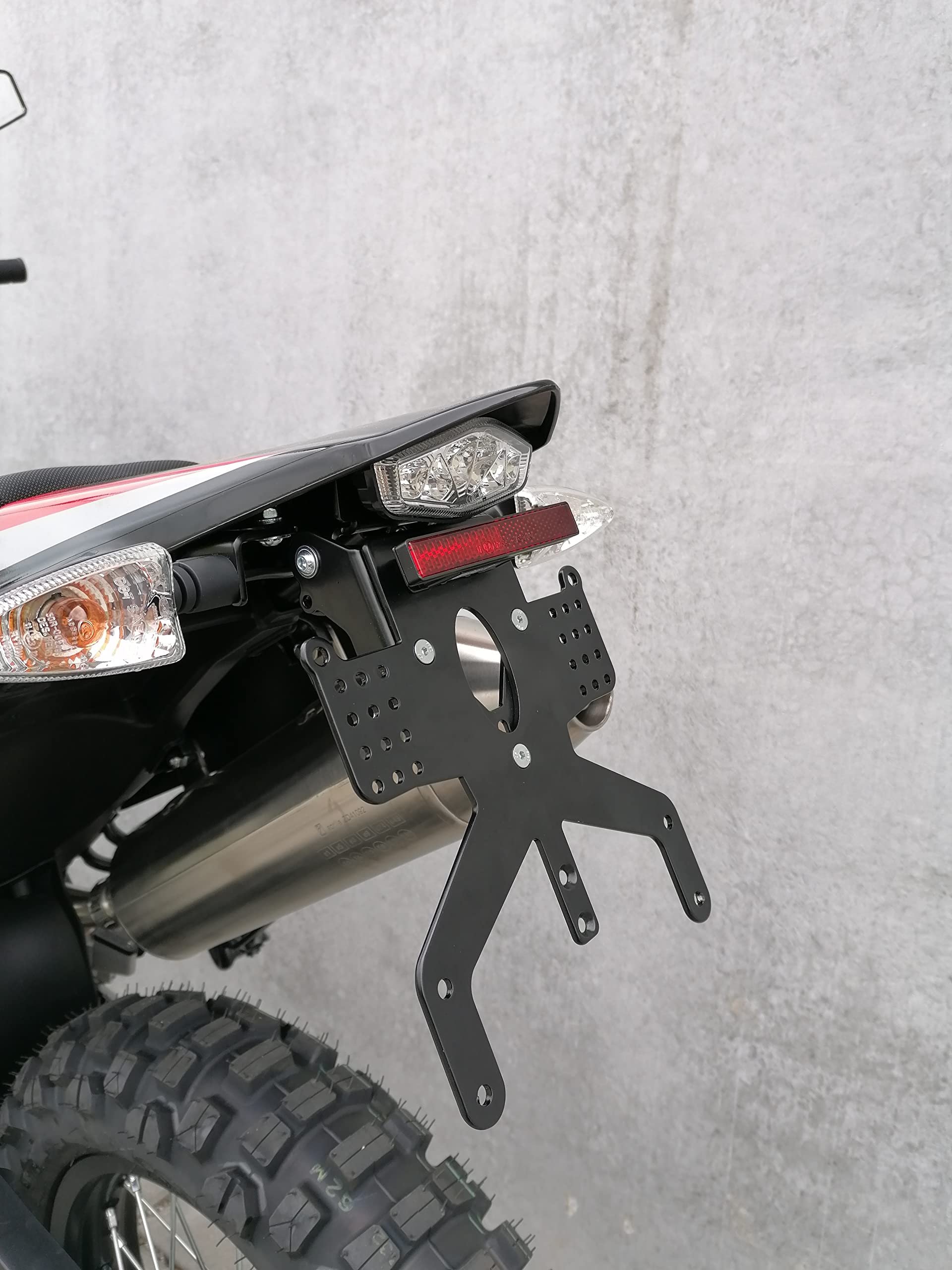 Kennzeichenhalter GroFaTec Revo Short für Aprilia RX125 SX125 2018-2024 Kennzeichenträger Enduro RX 125 Supermoto SX 125 Träger Halter kurzes Heck Heckumbau Kennzeichenhalter sx125 rx125