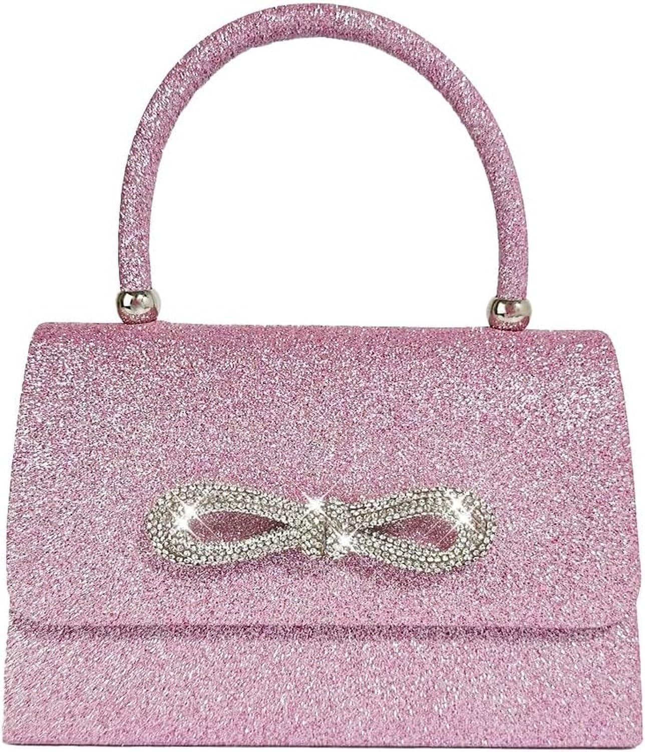 KGAIXN Womens Glitter Rhinestone Bow Clutch Handbag Sparkly Evening Purse Wedding Party Prom Cocktail Bag for, Pink
