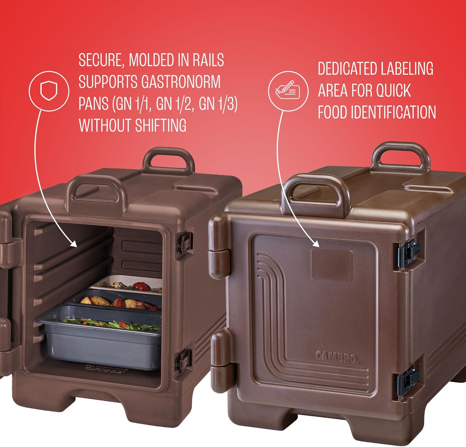 Cambro Insulated Food Pan Carrier - Hotbox and Food Warmer for Catering & Transport - Front Load UPC300 Series (Brown)