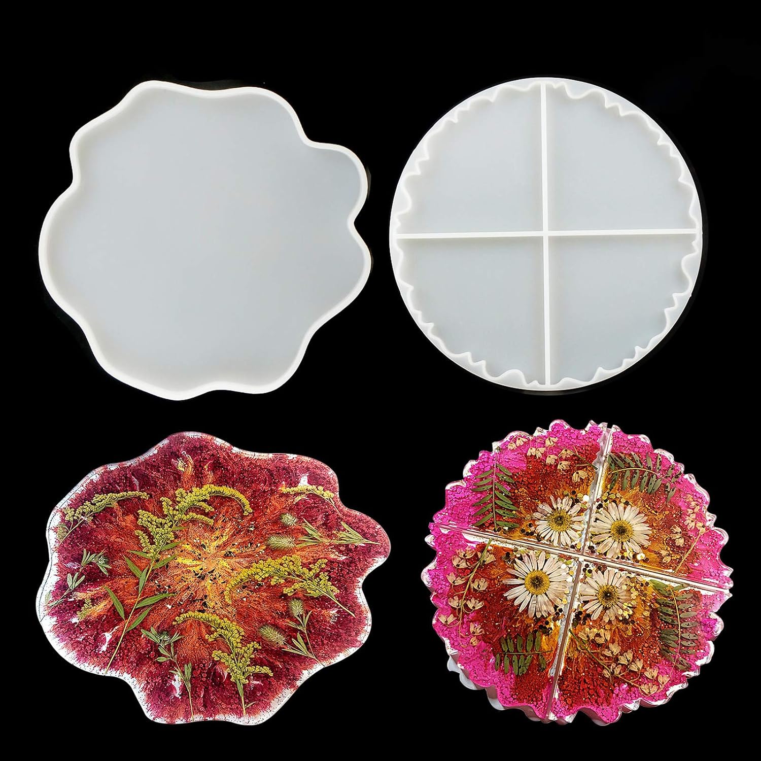 LET'S RESIN Geode Coaster Molds,Geode Agate Molds for Resin Casting,Silicone Coaster Molds for Making Geode Coasters, Resin Coasters, Cups Mats, Home Decoration
