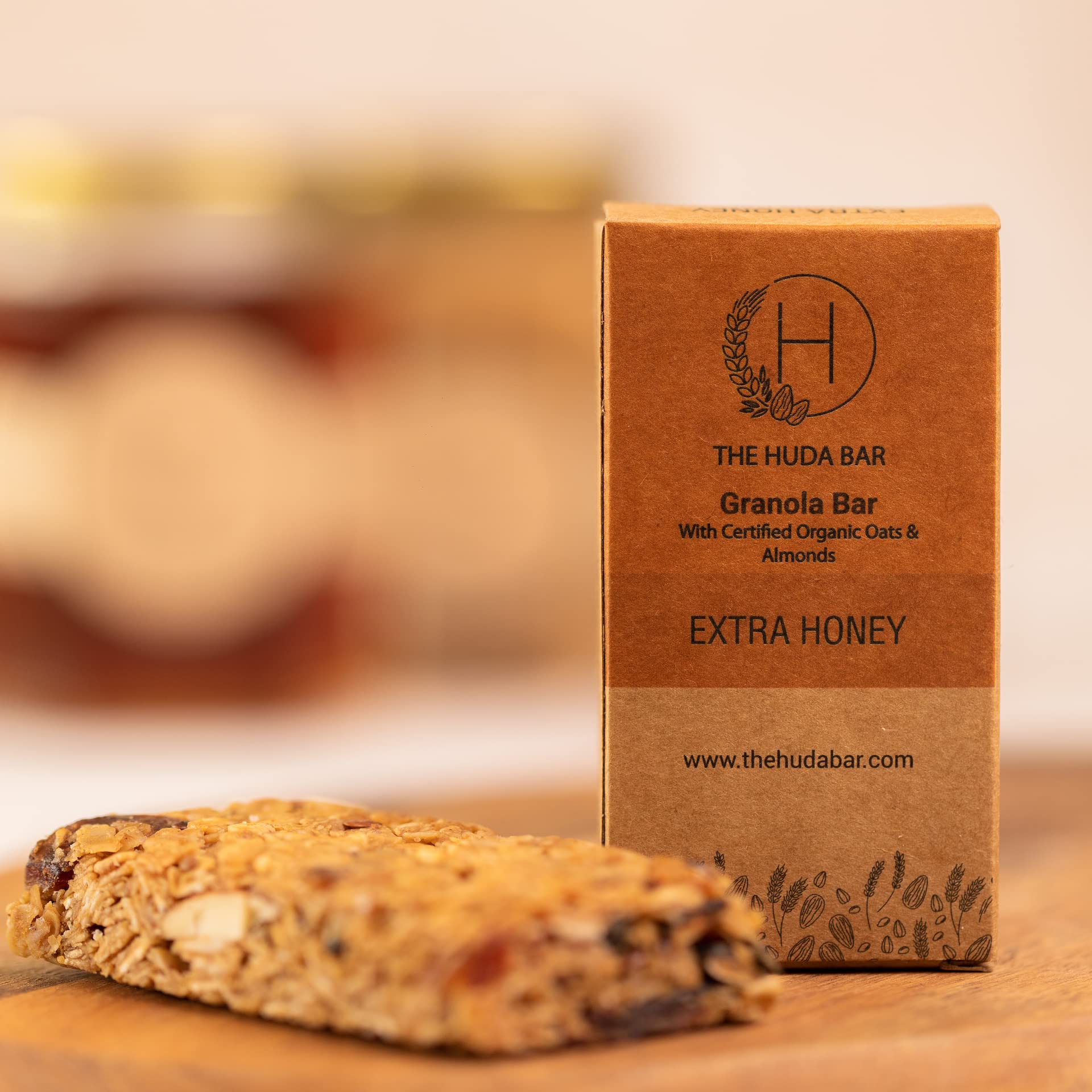 THE HUDA BAR Handmade Healthy Gourmet foods, Breakfast, Snacks Extra Honey (Gluten free) (Pack of 5) Granola Bars 42gms