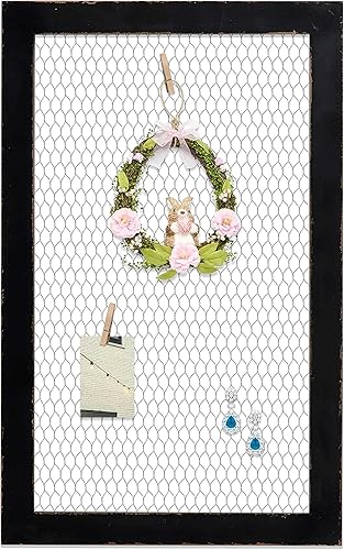 Miniatura 9 de SOFE Tablones de anuncios con marco de alambre de pollo, paneles de pared de rejilla rústica para organizador de aretes de joyería, tablero de notas