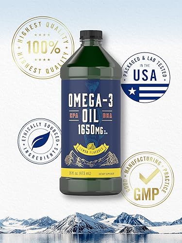Miniatura 5 de Carlyle Aceite de pescado líquido Omega 3 | 1650 mg | 32 onzas líquidas (2 botellas de 16 onzas) | Sabor a limón | Suplemento sin OMG y sin gluten