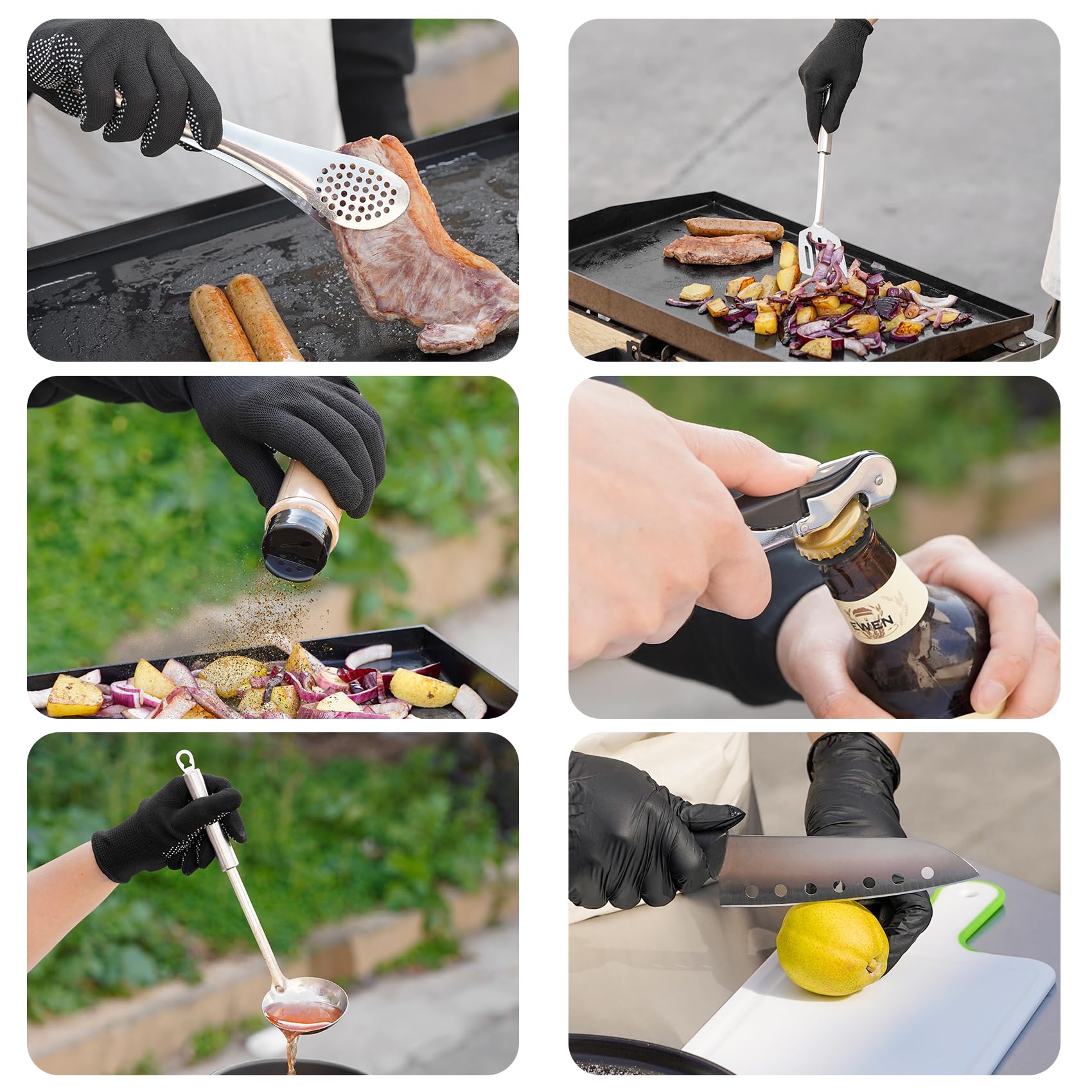 Onlyfire 16-Teiliges Camping Kitchen Utensils, Camping-Kochutensilien-Set mit Aufbewahrungstasche, Outdoor Camping-Essentials für Camping, Reisen, Picknick