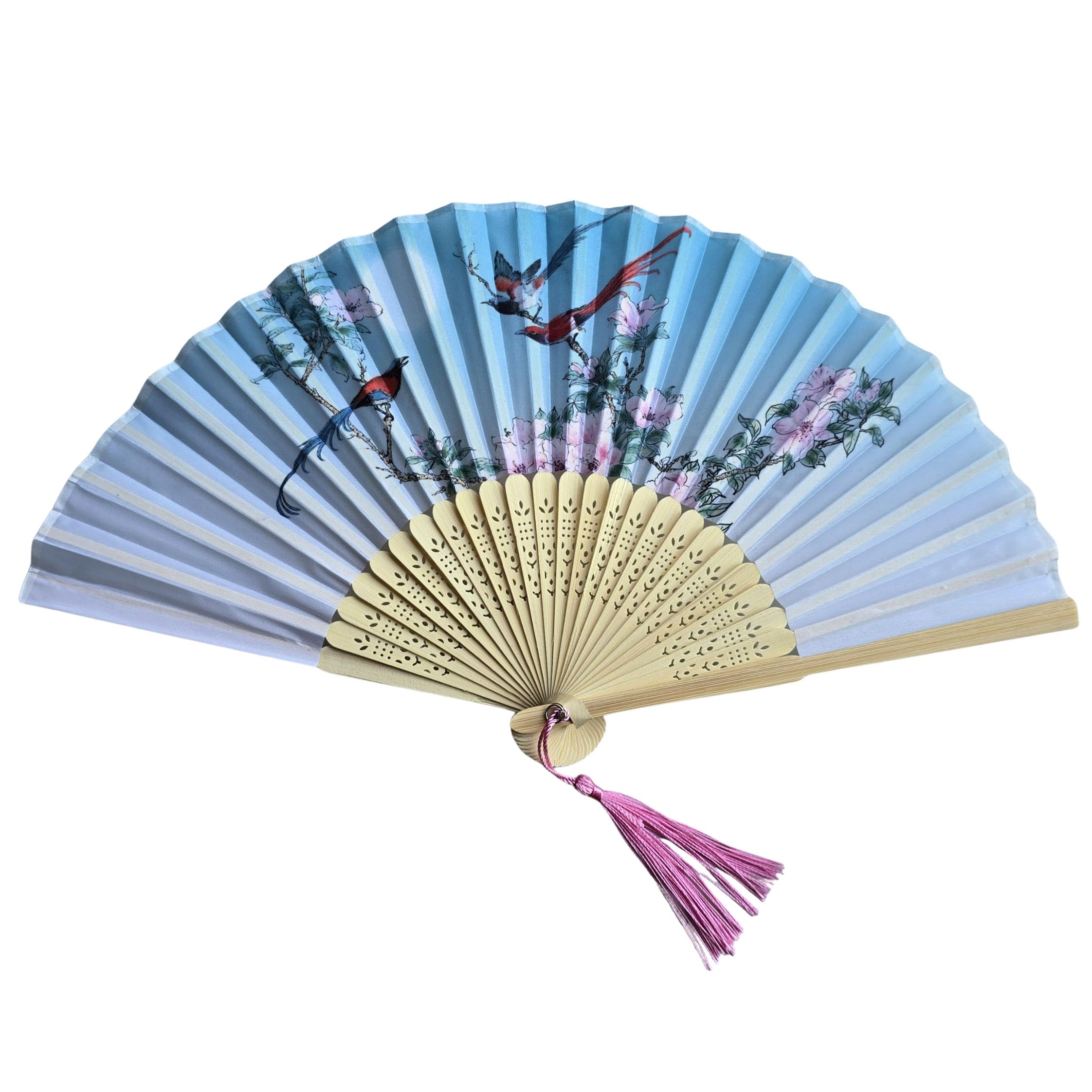 GFM® Bamboo Silk Handheld Folding Hand Fan for Summer, Wedding, Party Favour (FLSLK-CH-72) — image 1