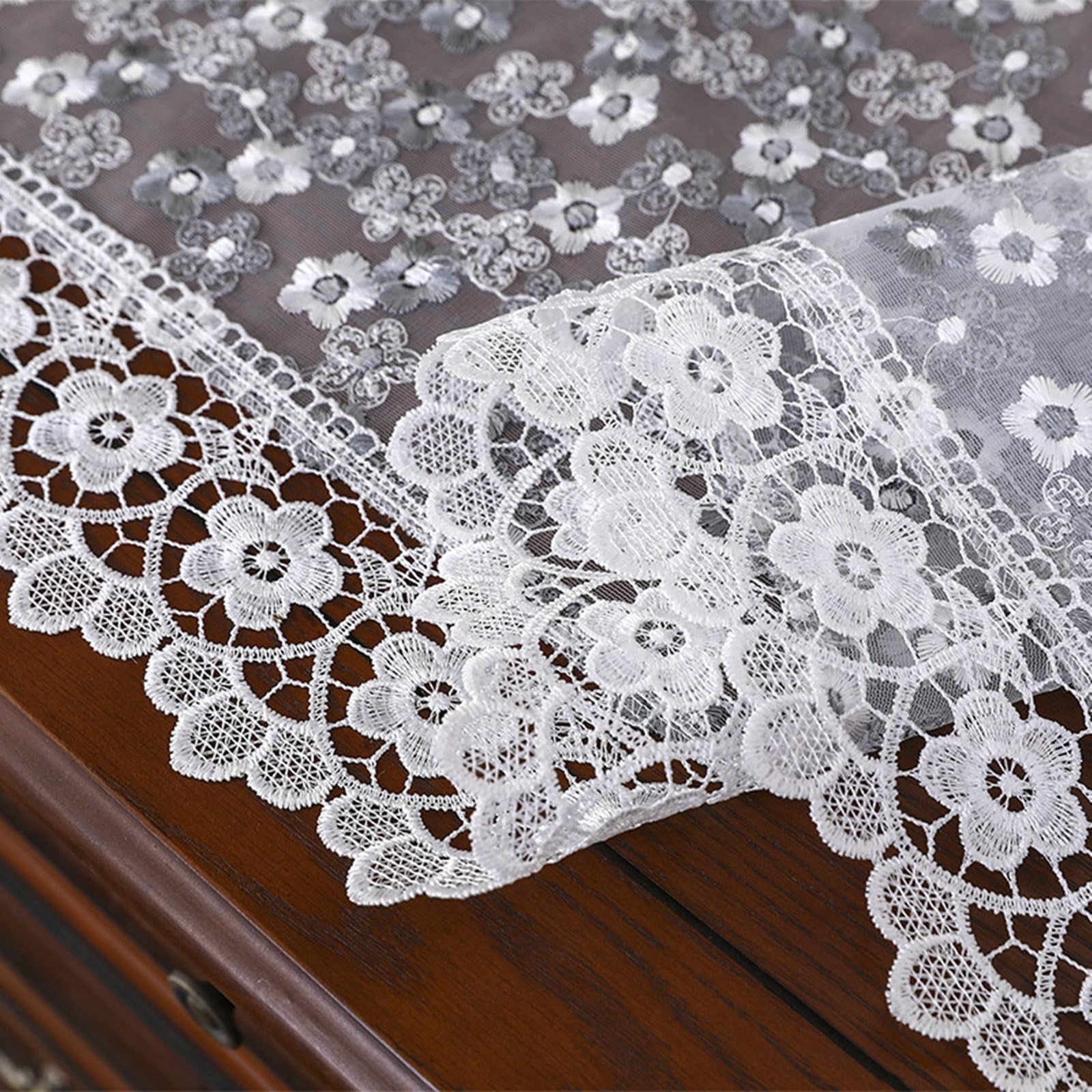 Mantel redondo blanco con flores bordadas manteles de poliéster 150 cm