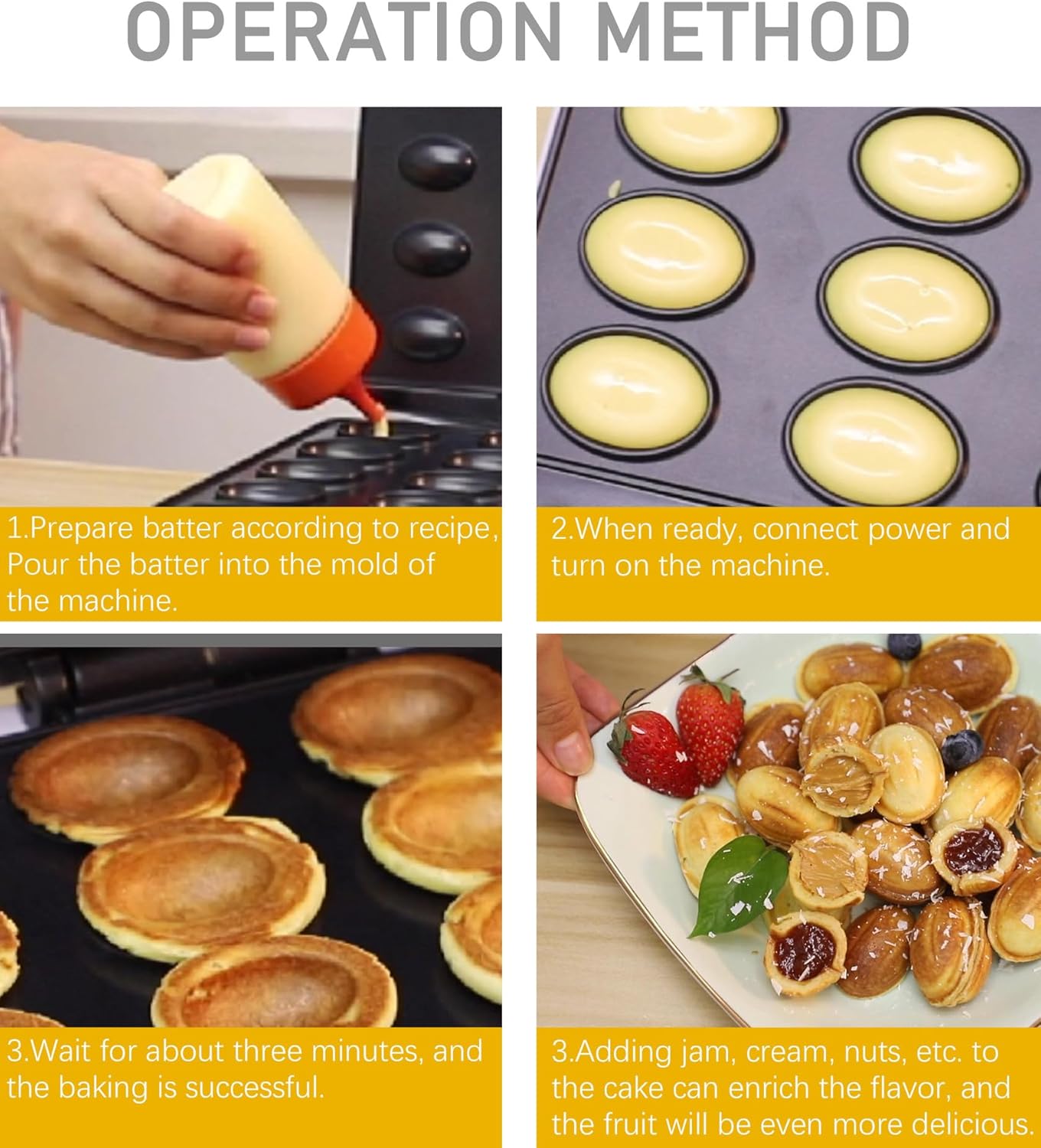 Cookie Maker Electric Walnut Maker Nut Mold Maker, Non Stick 110V Electric Oreshki Maker with Double Sided Heat, Non Slip Feet, for Nuts Cookies Snacks, 12 Holes Black