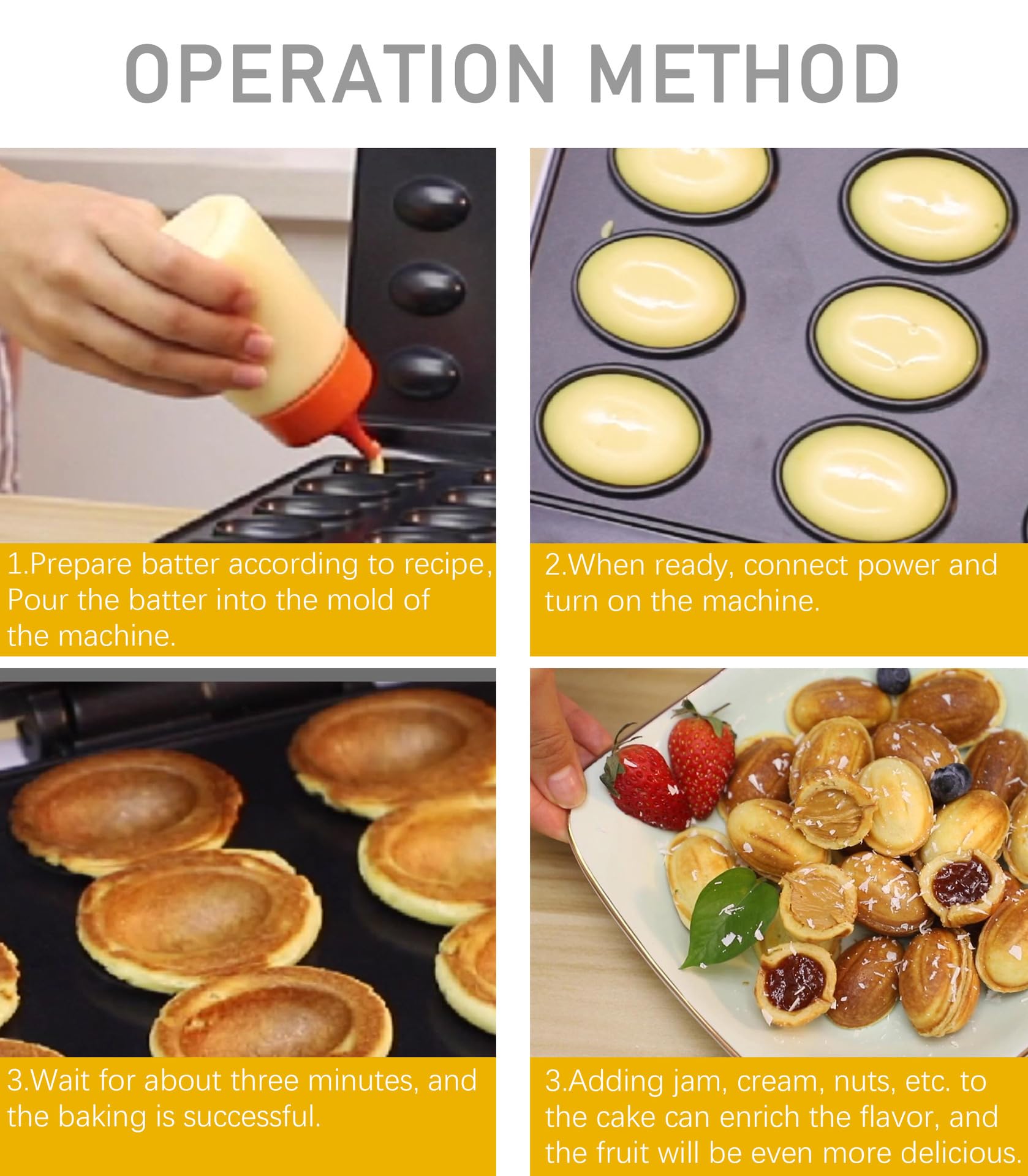 Máquina eléctrica para hacer galletas de nuez de 24 agujeros, máquina eléctrica de nuez para aperitivos, máquina de sándwich, máquina de sándwich, fabricante de moldes de nueces eléctrico, 3