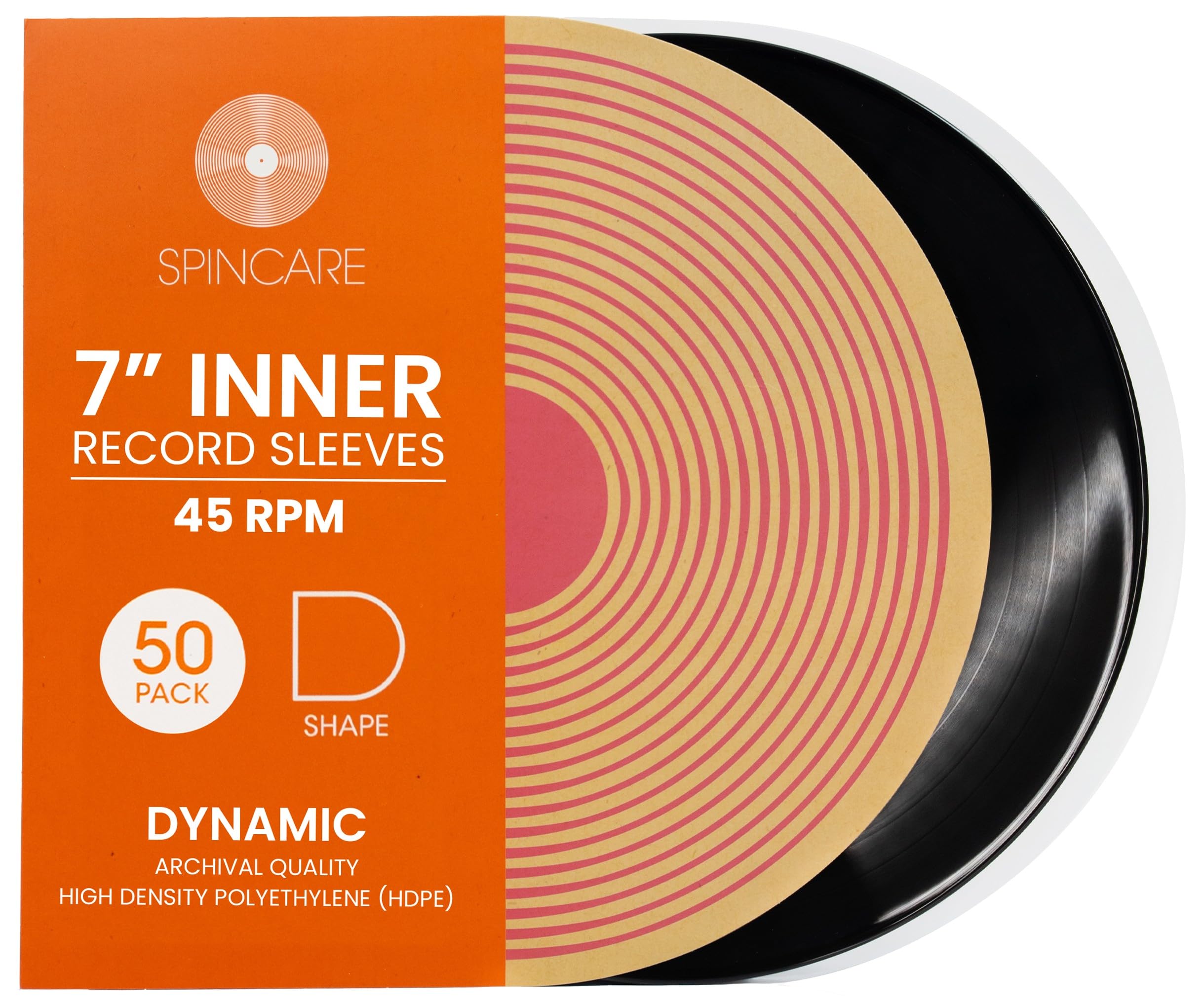 50x 7 Inch Anti Static Inner Vinyl Record Sleeves | Dynamic Sleeve for 7” Singles EP & 45s | Premium 50 Micron HDPE Rounded Bottom Protective Sleeve | Replace Card PVC & Paper Inner Sleeves