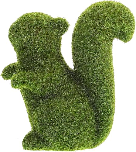 GANAZONO Figura de ardilla de jardín, estatua de animales flocados, figura de animales de césped artificial, decoración de piedras cubiertas de