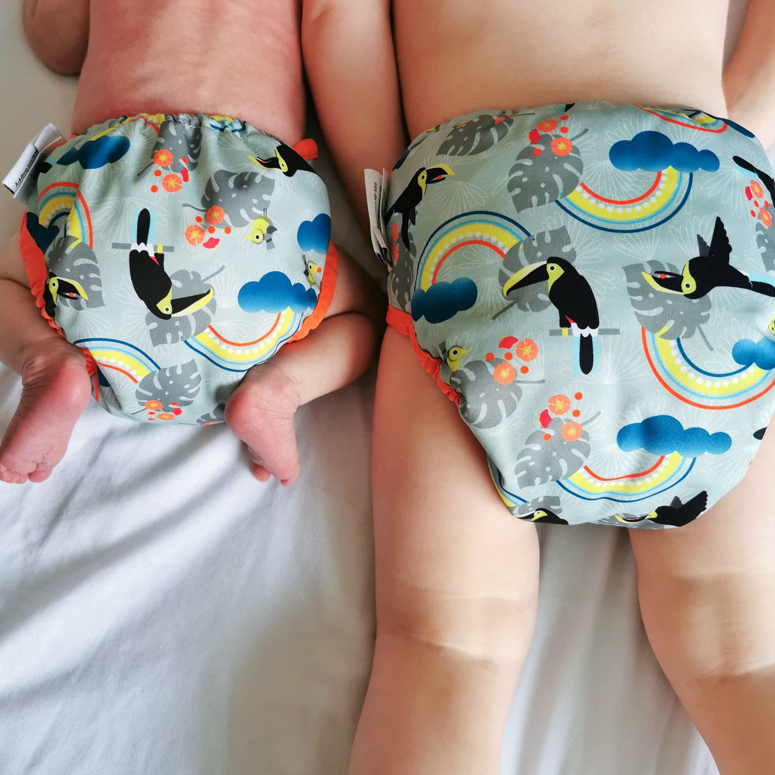 Toucan Pannolino Riutilizzabile Pop-in Singolo Bambù Popper Fastener Taglia Unica