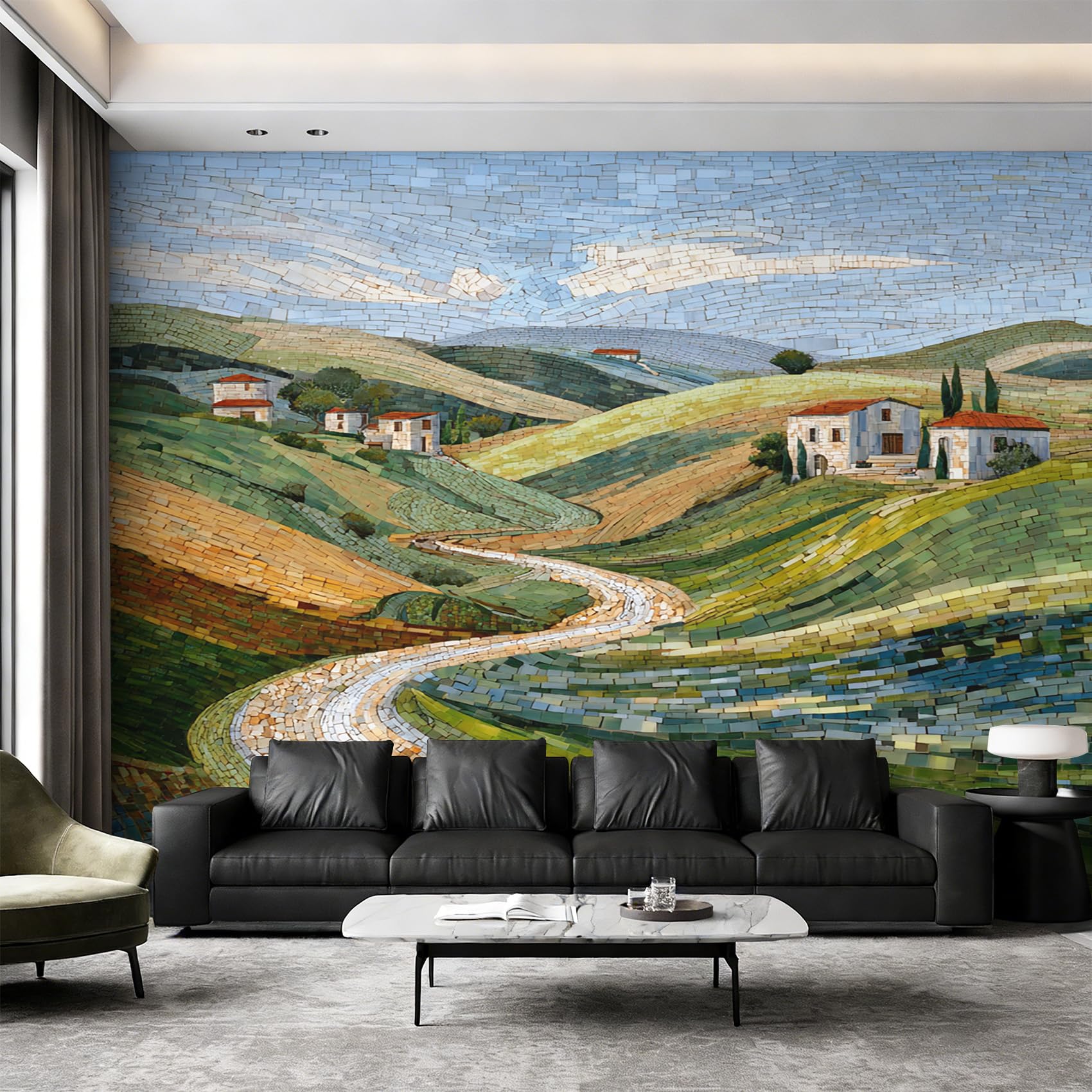 Papier peint intissé paysage champêtre grand format 350x256 art de la mosaïque