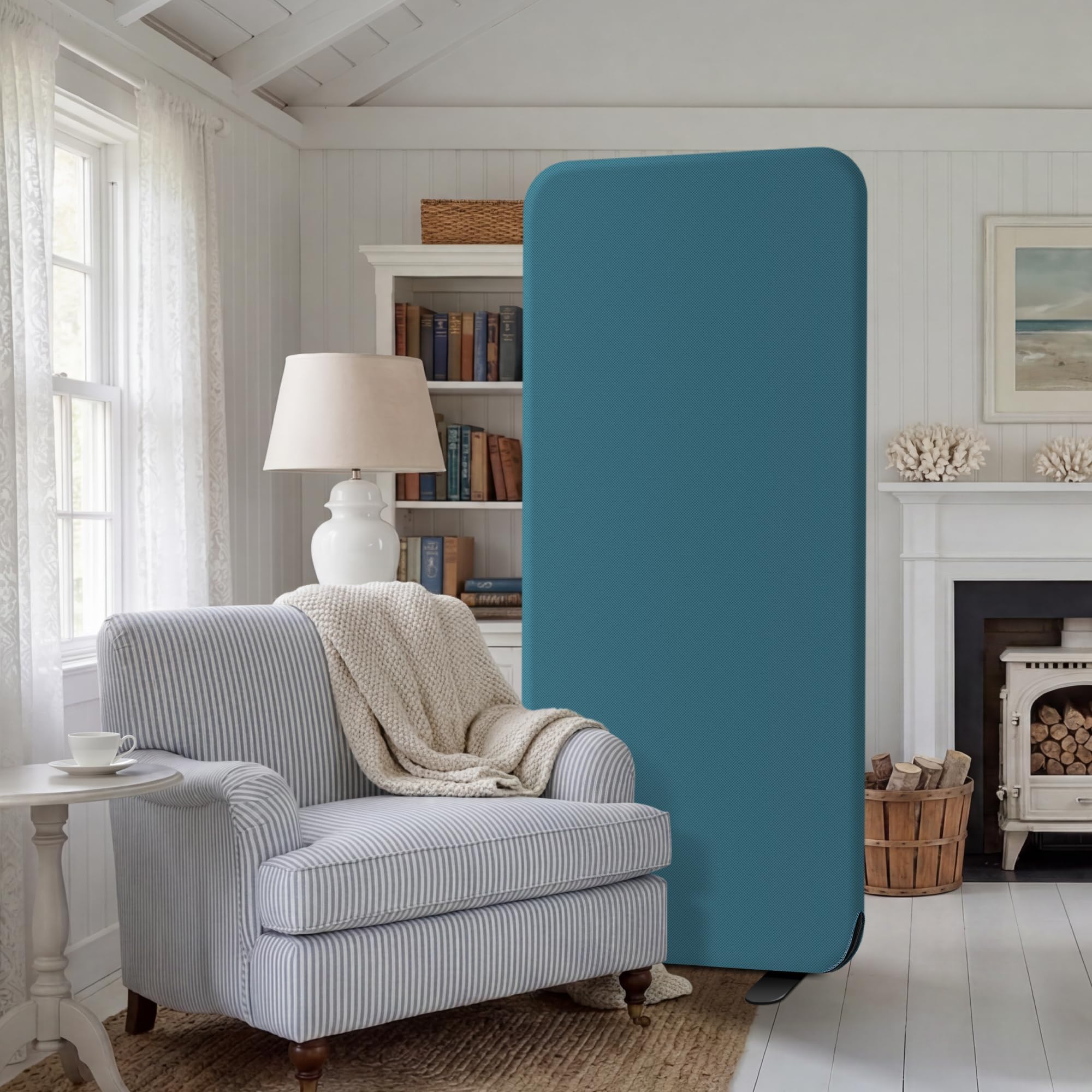 DECOLAB Freestanding Room Partition, Indoor Privacy Panel for Studio Apartment, Living Room, Bedrooms, Home Offices, Worksapces, Anti Scratch, 29"x65", Sapphire