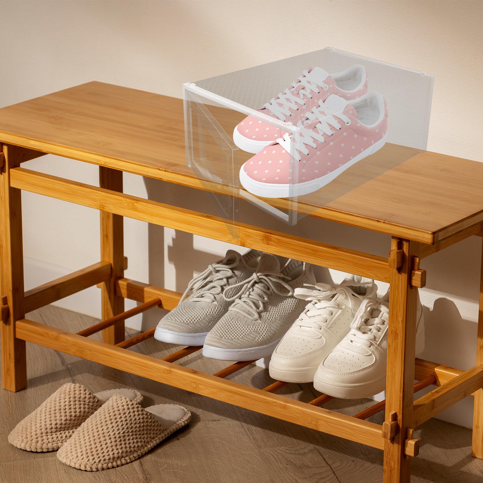 Zerodeko 6 Cajas Transparentes para Guardar Zapatos Diseño Apilable y Estilo Elegante, Organizadores de Pp Tipo Cajón para Almacenamiento Versátil en Armarios