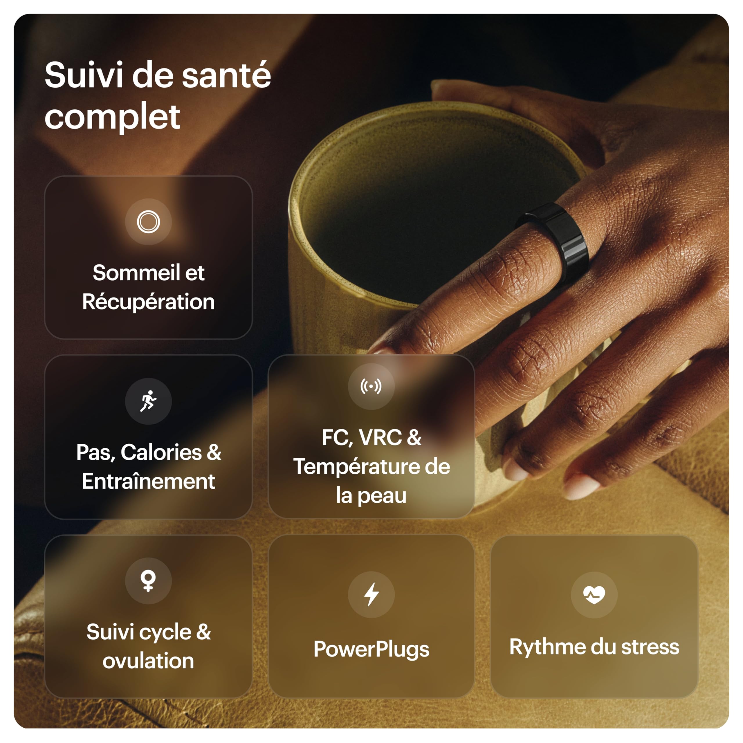 ULTRAHUMAN Ring AIR – Bague connectée de Suivi de santé, Choisissez d’Abord Votre Taille grâce au kit de Mesure ; Suivi du Sommeil ; Bague Intelligente pour Hommes et Femmes (Noir Aster, 12)